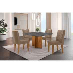 Conjunto Mesa Olímpia Em Mdf Com 4 Cadeiras Grafite