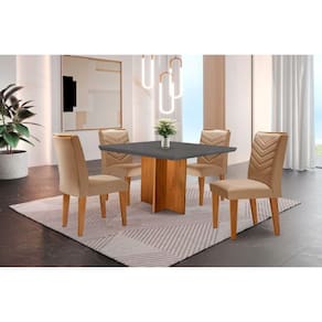 Conjunto Mesa Olímpia 90cm Tampo Em Mdf 4cad Grafite