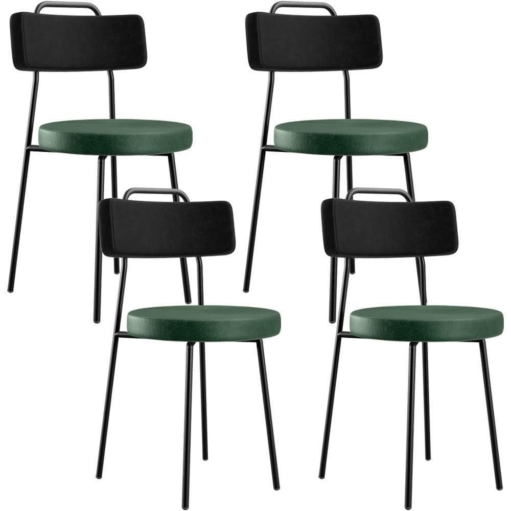 Kit 04 Cadeira Estofada Para Sala Jantar Barcelona L02 Couríssimo Preto Facto Verde Musgo