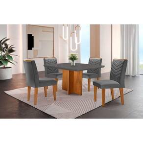 Conjunto Mesa Olímpia 90cm Tampo Em Mdf 4cad Grafite