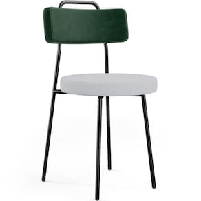 Cadeira Decorativa Estofada Para Sala De Jantar Barcelona L02 Facto Verde Musgo Linho Cinza