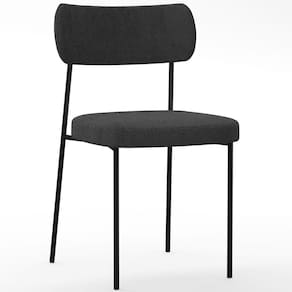 Cadeira Decorativa Estofada Para Sala De Jantar Melina L02 Bouclê Preto