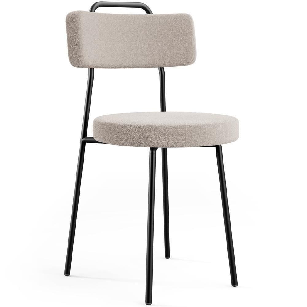 Cadeira Decorativa Estofada Para Sala De Jantar Barcelona L02 Bouclê Creme