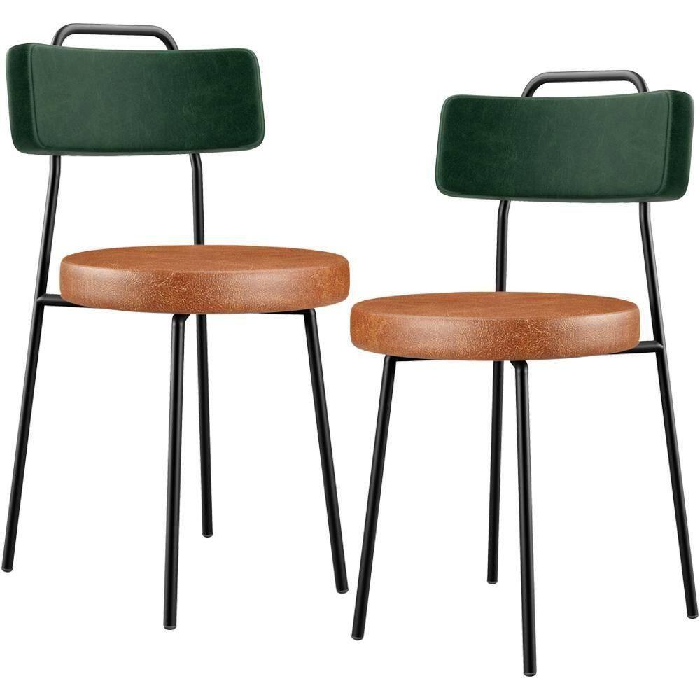 Kit 02 Cadeiras Estofada Para Sala Jantar Barcelona L02 Facto Verde Musgo Couríssimo Camel
