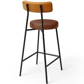 Banqueta Baixa Cozinha Sala Jantar Bancada Milão L02 Couríssimo Whisky Marrom