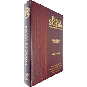 Bíblia Sagrada ARC FC Capa PU Luxo Arabesco Café e Bordô PDA PJV PED MC Harpa Avivada e Corinhos Letra Gigante CPP