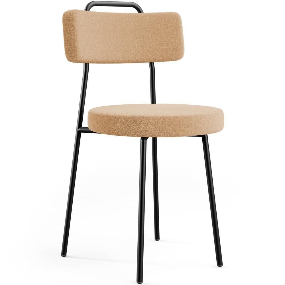 Cadeira Decorativa Estofada Para Sala De Jantar Barcelona L02 Bouclê Mostarda