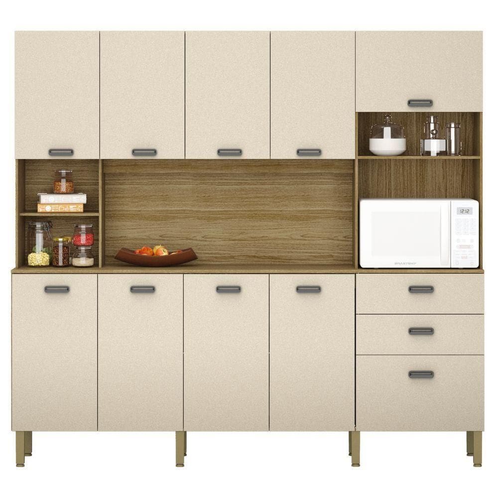 Armário De Cozinha Completo 9 Portas Sófia Freijó Vanilla