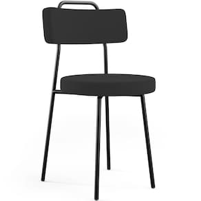 Cadeira Decorativa Estofada Para Sala De Jantar Barcelona L02 Suede Preto