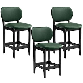 Kit 03 Banquetas Baixa Cozinha E Sala De Jantar Fixa Betta L02 Preto Facto Verde Musgo