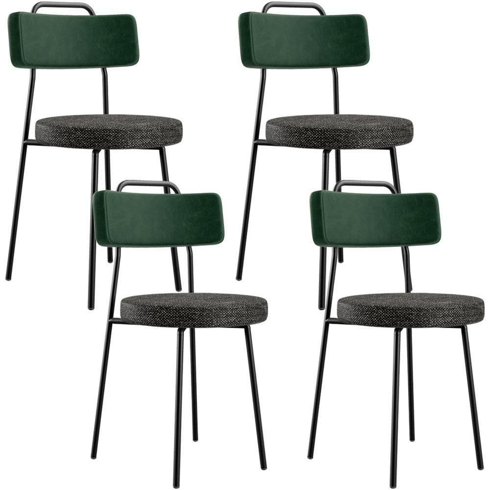 Kit 04 Cadeiras Decorativa Estofada Sala Jantar Barcelona L02 Facto Verde Musgo Linho Chumbo - Lyam