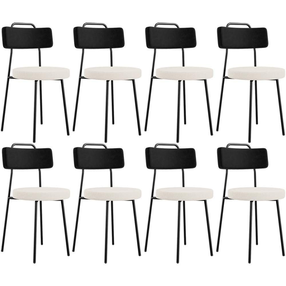 Kit 08 Cadeiras Decorativa Estofada Sala Jantar Barcelona L02 Couríssimo Preto Linho Cru - Lyam