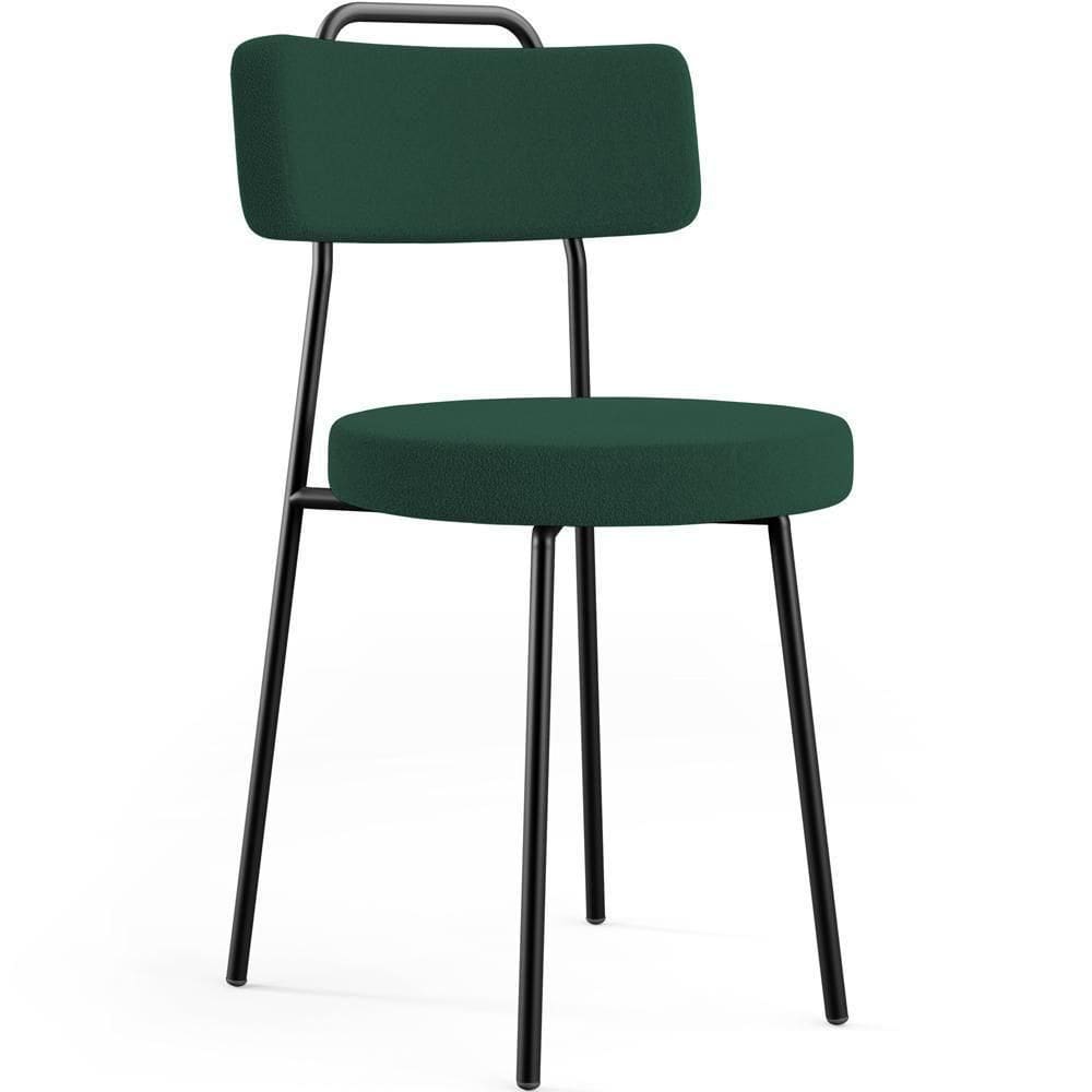 Cadeira Decorativa Estofada Para Sala De Jantar Barcelona L02 Bouclê Verde