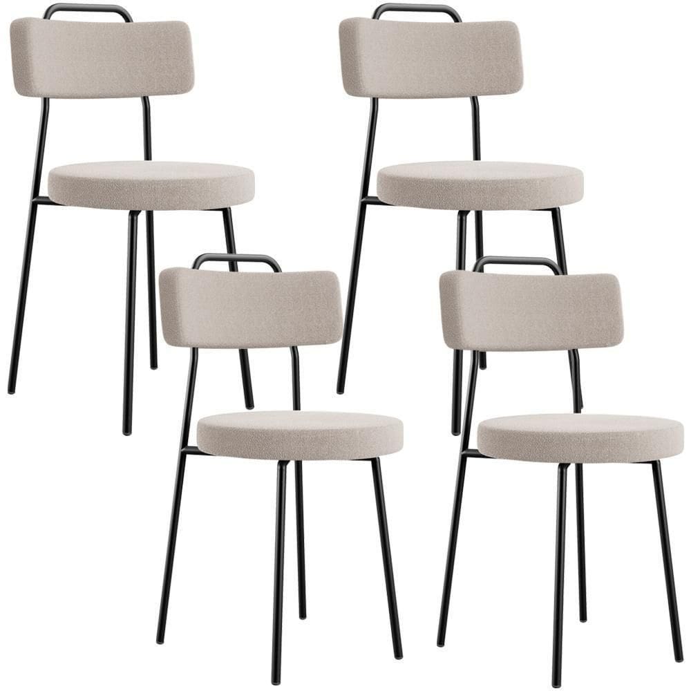 Kit 04 Cadeiras Decorativas Estofada Para Sala De Jantar Barcelona L02 Bouclê Creme - Lyam Decor