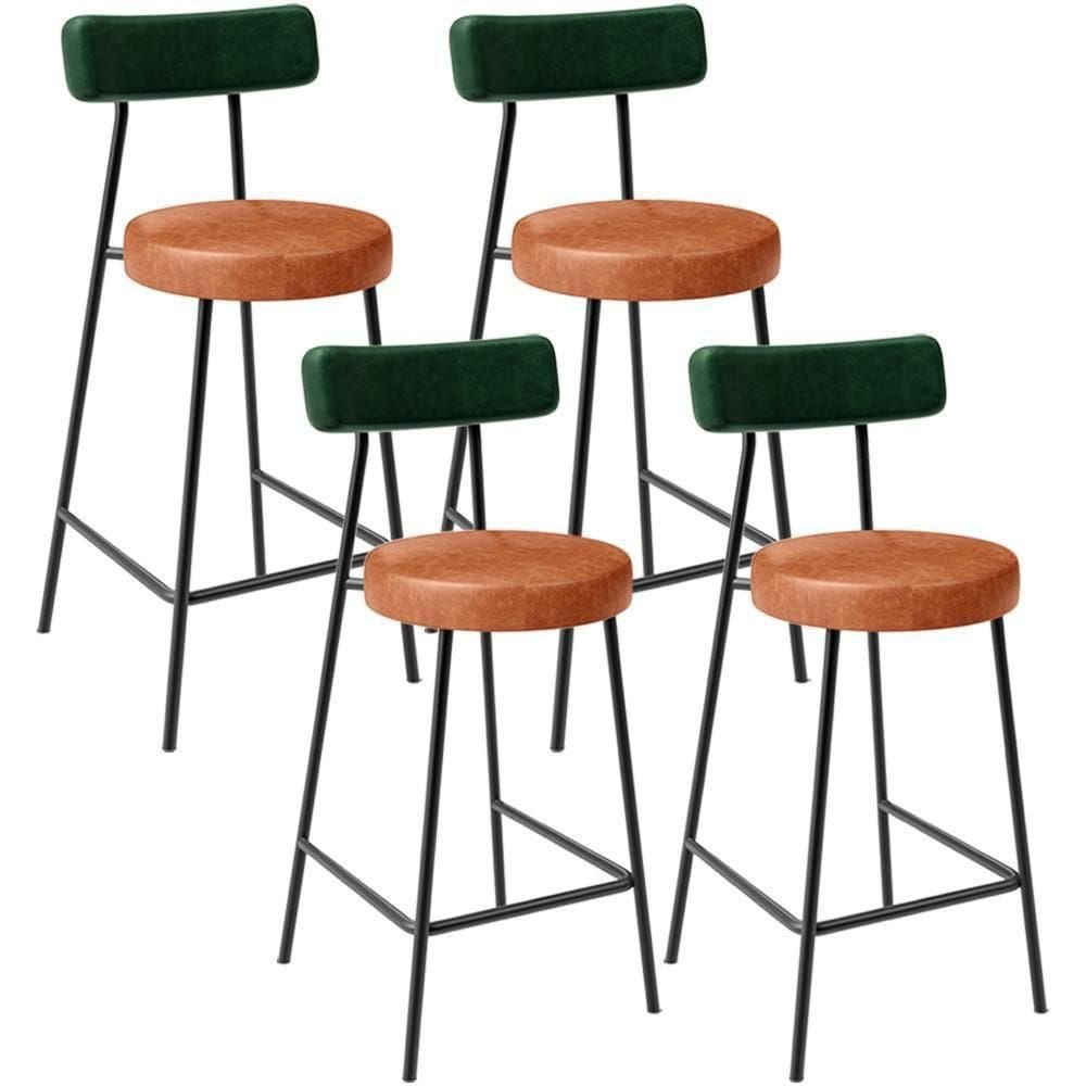 Kit 04 Banquetas Baixa Cozinha Sala Jantar Bancada Milão L02 Facto Verde Musgo Camel