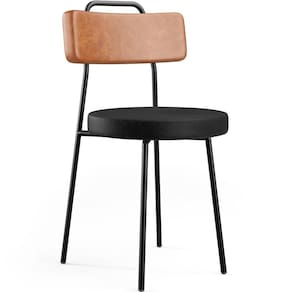 Cadeira Decorativa Estofada Para Sala De Jantar Barcelona L02 Couríssimo Camel Preto