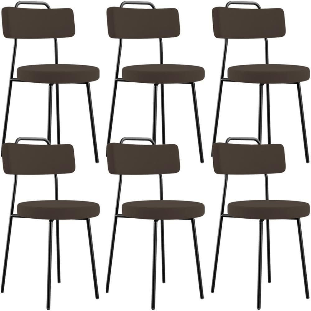 Kit 06 Cadeiras Decorativas Estofada Para Sala De Jantar Barcelona L02 Suede Marrom - Lyam Decor