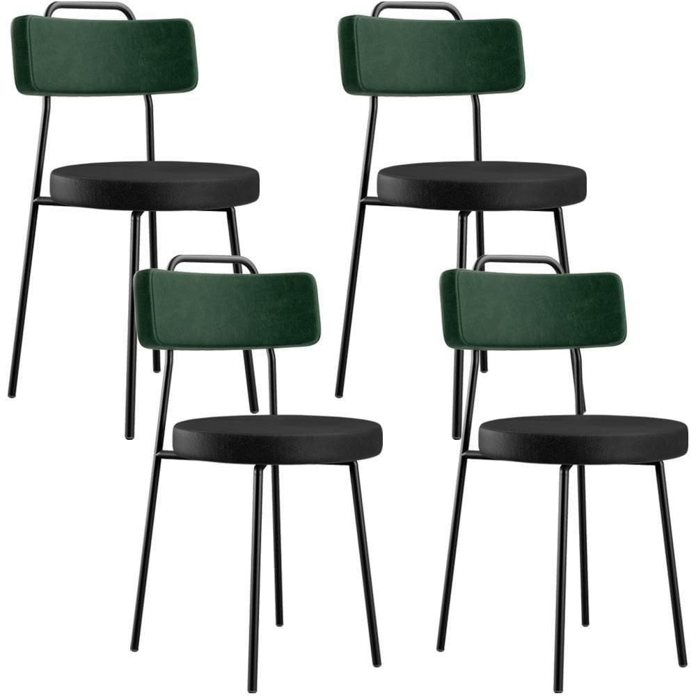 Kit 04 Cadeiras Estofada Para Sala Jantar Barcelona L02 Facto Verde Musgo Couríssimo Preto - Lyam