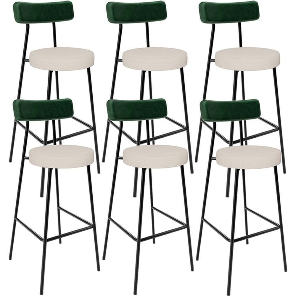 Kit 06 Banquetas Alta Bar Cozinha Sala De Jantar Milão L02 Facto Verde Musgo Linho Cru - Lyam Decor