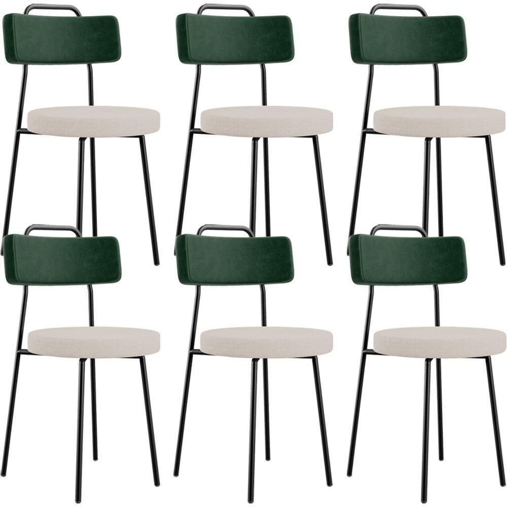 Kit 06 Cadeiras Decorativa Estofada Sala Jantar Barcelona L02 Facto Verde Musgo Linho Bege - Lyam