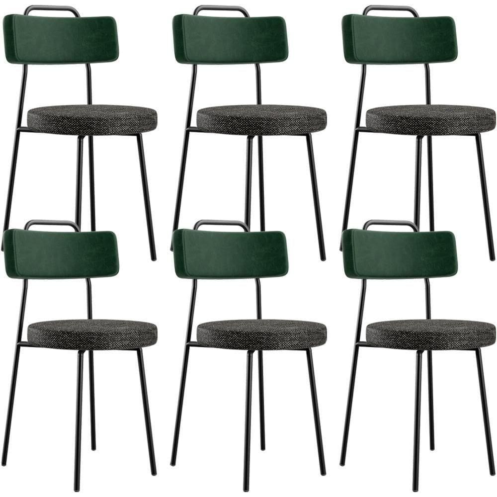 Kit 06 Cadeiras Decorativa Estofada Sala Jantar Barcelona L02 Facto Verde Musgo Linho Chumbo - Lyam