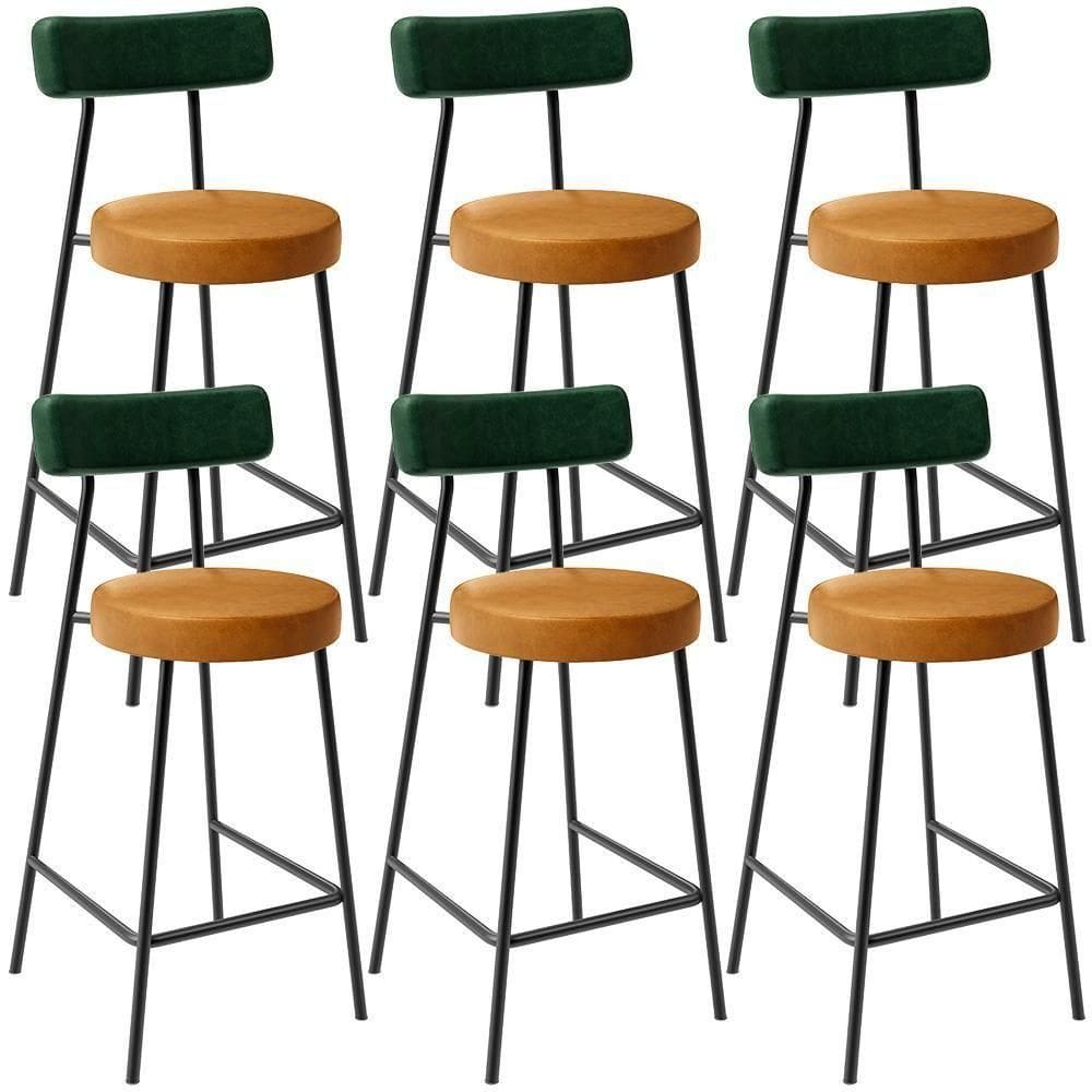 Kit 06 Banquetas Baixa Cozinha Sala Jantar Bancada Milão L02 Facto Verde Couríssimo Whisky