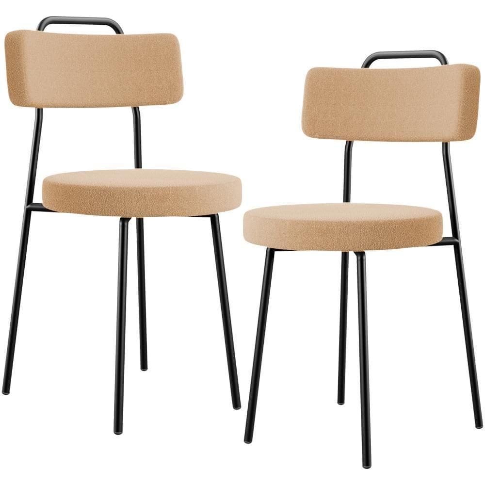 Kit 02 Cadeiras Decorativas Estofada Para Sala De Jantar Barcelona L02 Bouclê Mostarda
