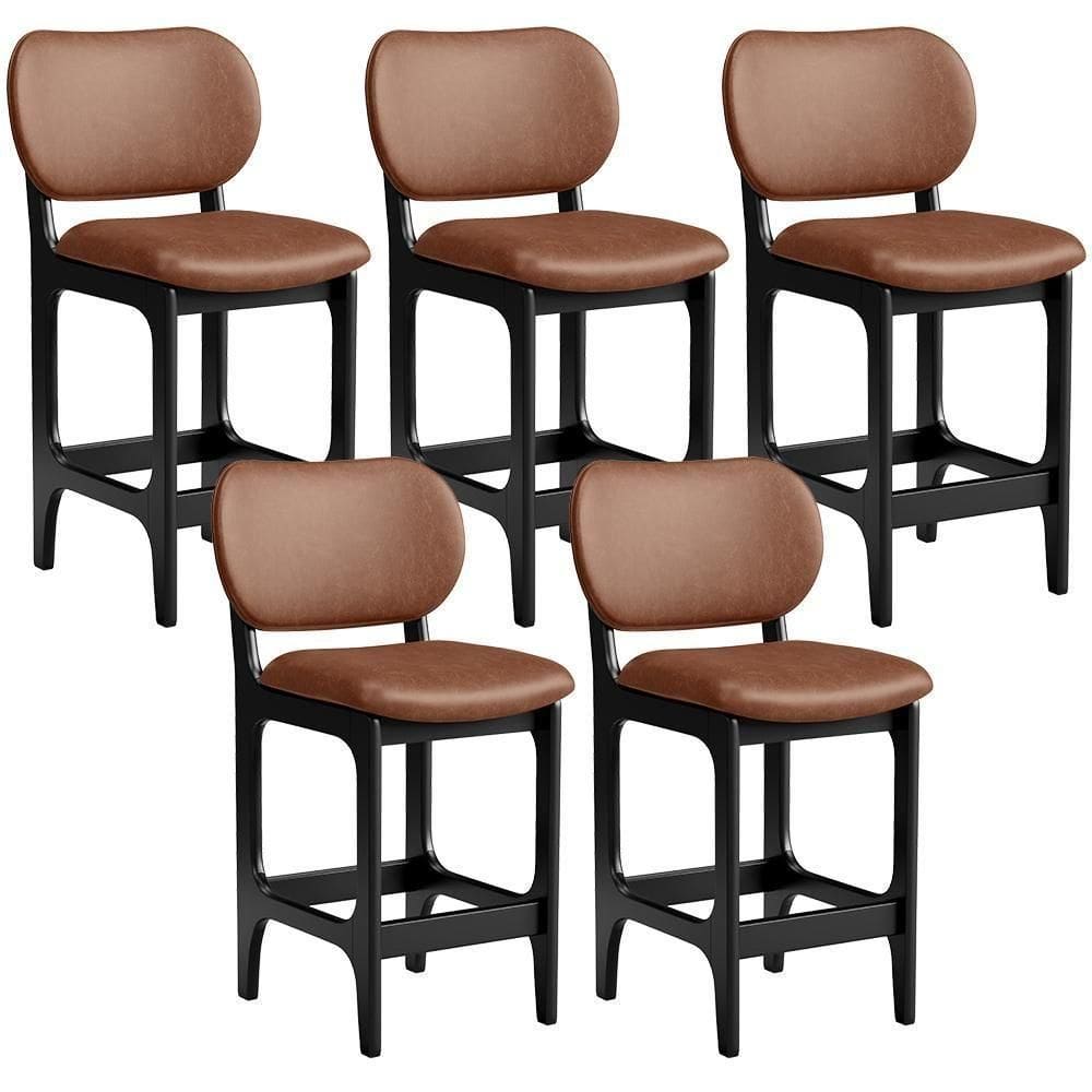 Kit 05 Banquetas Baixa Bar Cozinha E Sala De Jantar Fixa Betta L02 Preto Couríssimo Marrom