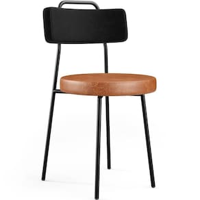 Cadeira Decorativa Estofada Para Sala De Jantar Barcelona L02 Couríssimo Preto Camel