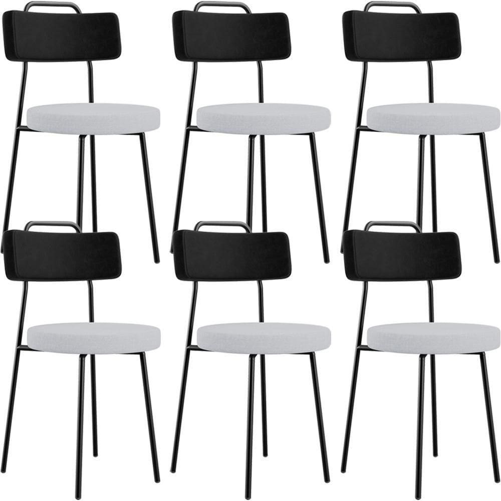 Kit 06 Cadeiras Decorativa Estofada Sala Jantar Barcelona L02 Couríssimo Preto Linho Cinza - Lyam