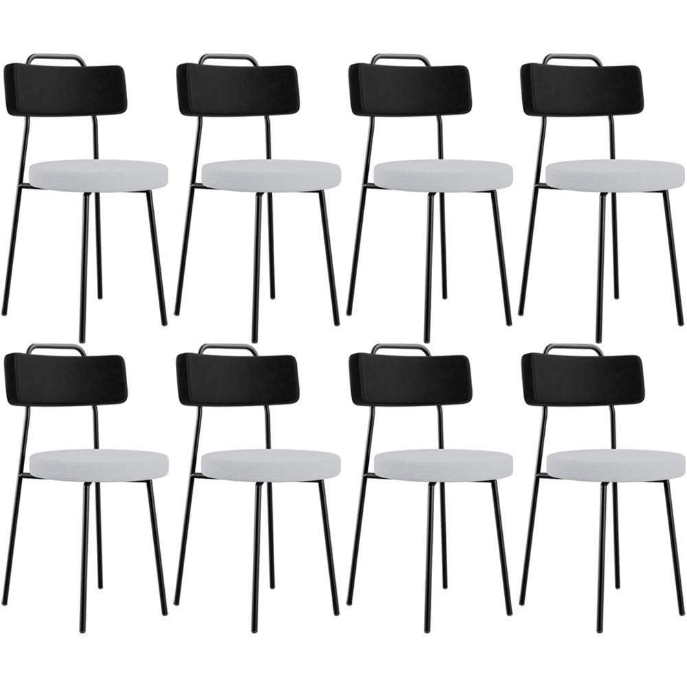 Kit 08 Cadeiras Decorativa Estofada Sala Jantar Barcelona L02 Couríssimo Preto Linho Cinza - Lyam