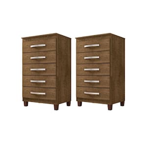 Kit Com 2 Cômoda 5 Gavetas Cannes Malbec Incorplac