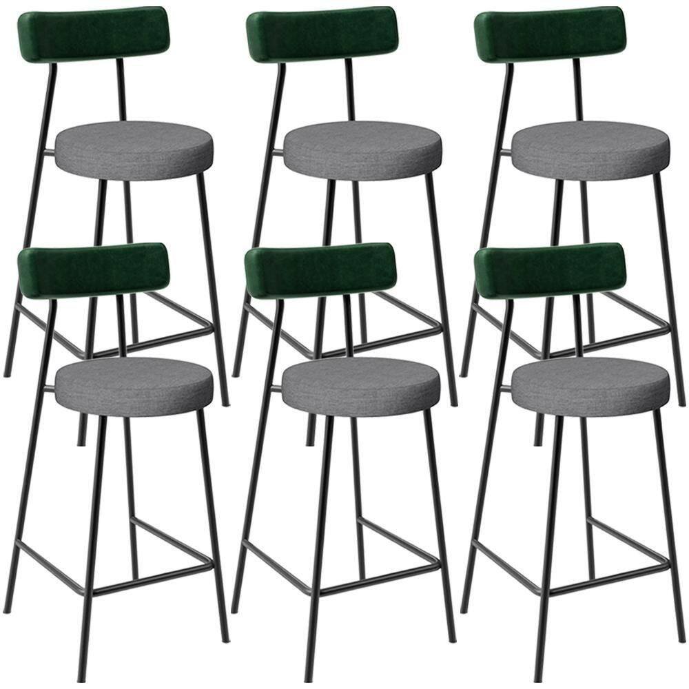 Kit 06 Banquetas Baixa Cozinha E Sala Jantar Bancada Milão L02 Facto Verde Cinza Escuro -LyamDecor
