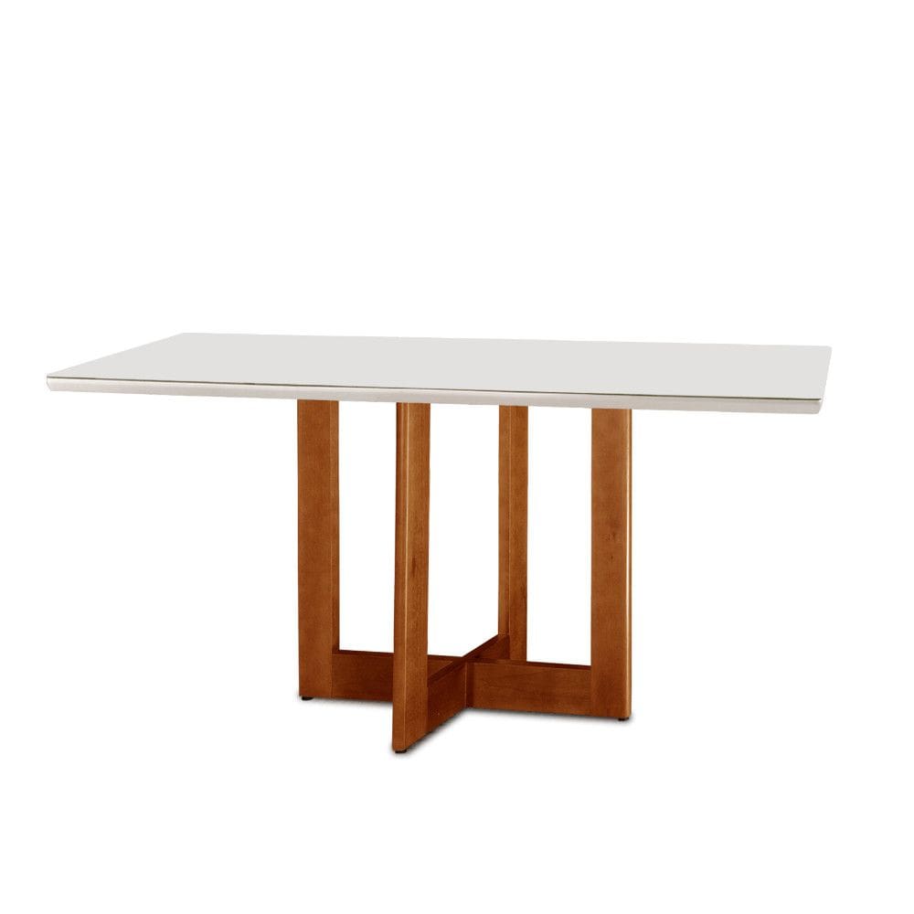 Mesa para Sala de Jantar Patros 120cm Madeira com Vidro Moderna Mobília