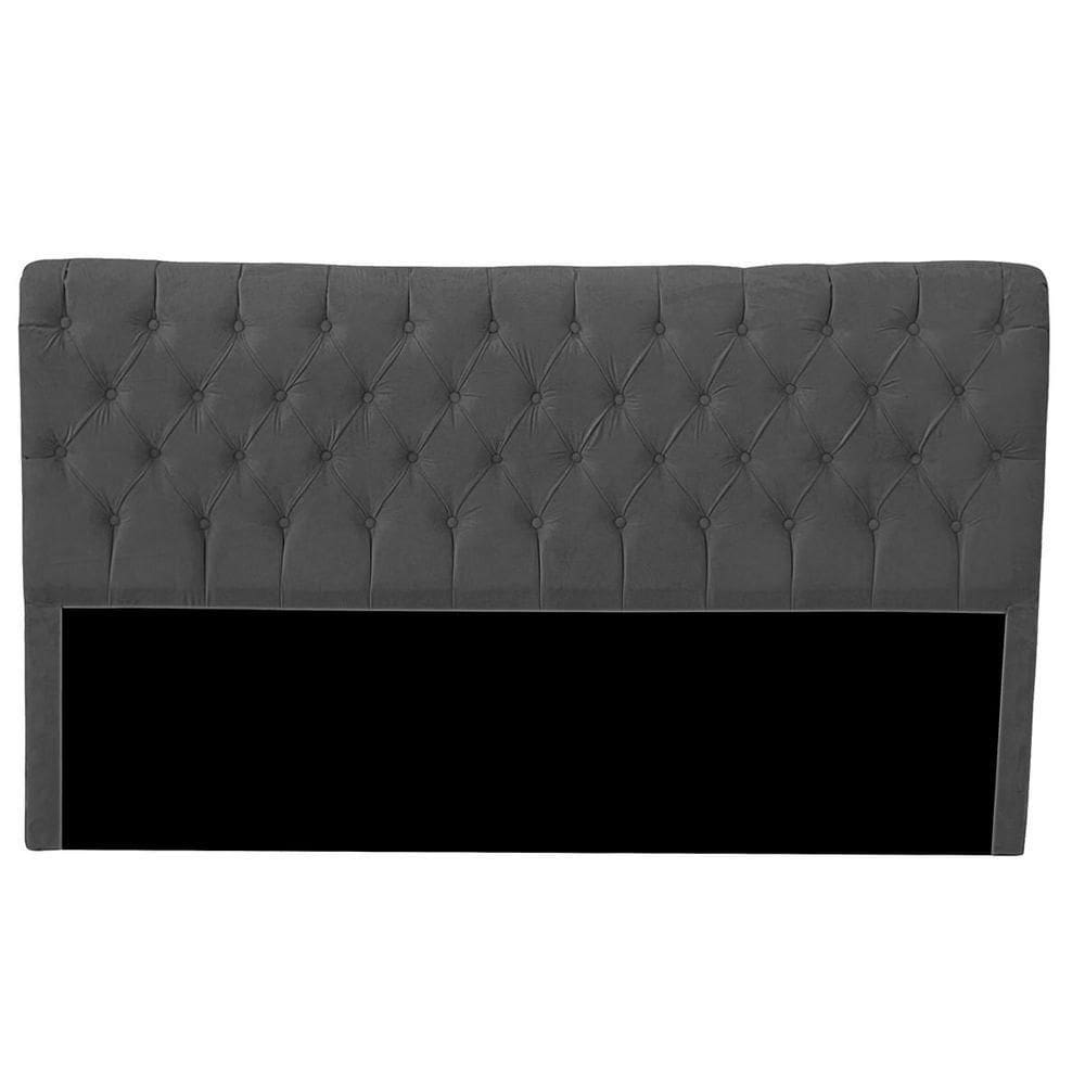 Cabeceira Casal King Size Estofada Para Cama Box Glass Veludo Cor Cinza Chumbo