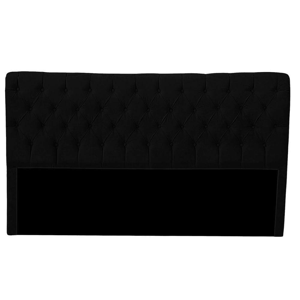 Cabeceira Casal King Size Estofada Para Cama Box Glass Veludo Cor Preto