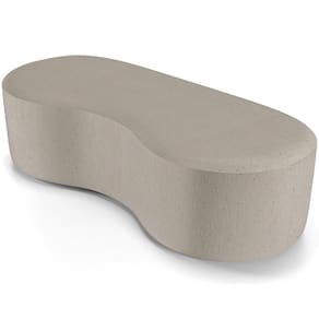 Puff Decorativo Orgânico Para Living Quarto 140cm Orbit W01 Linho Bege - Lyam Decor