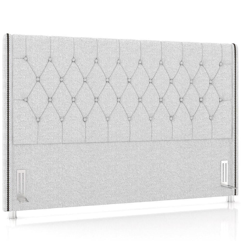 Cabeceira Cama Box Casal 140cm Estofada Frizza P05 Linho Cinza Claro