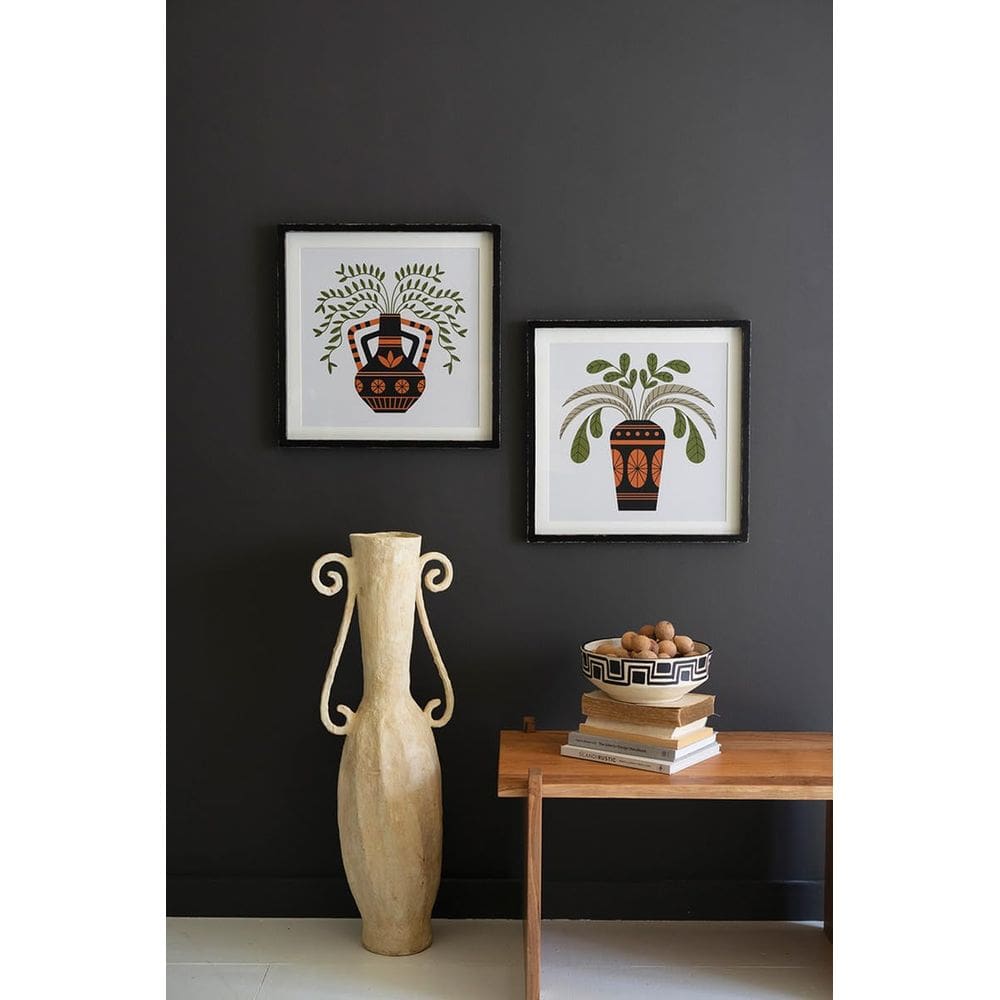 Conjunto de vasos emoldurados Kalalou com estampas de folhagem sob vidro (2 unidades)