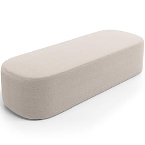 Puff Decorativo Orgânico Para Living Quarto 160cm Doha W01 Bouclê Creme - Lyam Decor