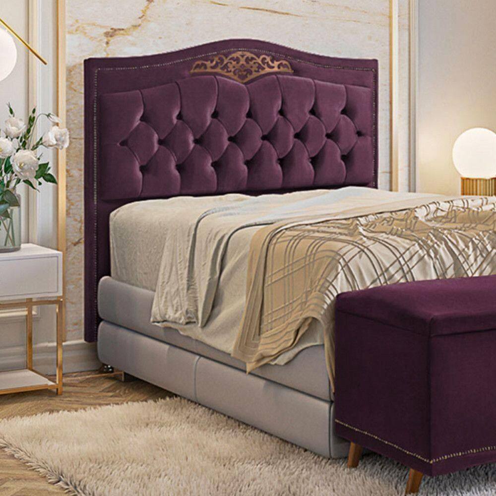 Cabeceira Holanda 0,90 Para Cama Box Solteiro - Veludo Roxo