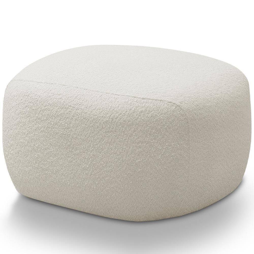 Puff Decorativo Orgânico Para Sala De Estar Living Barolo L06 Bouclê Branco - Lyam Decor
