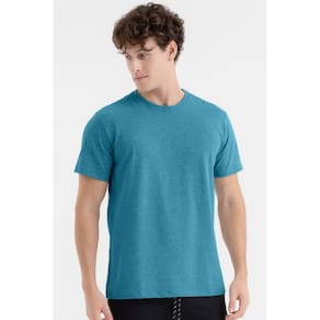 Camiseta Masculina Manga Curta Básica Premium Lisa Mescla Petróleo