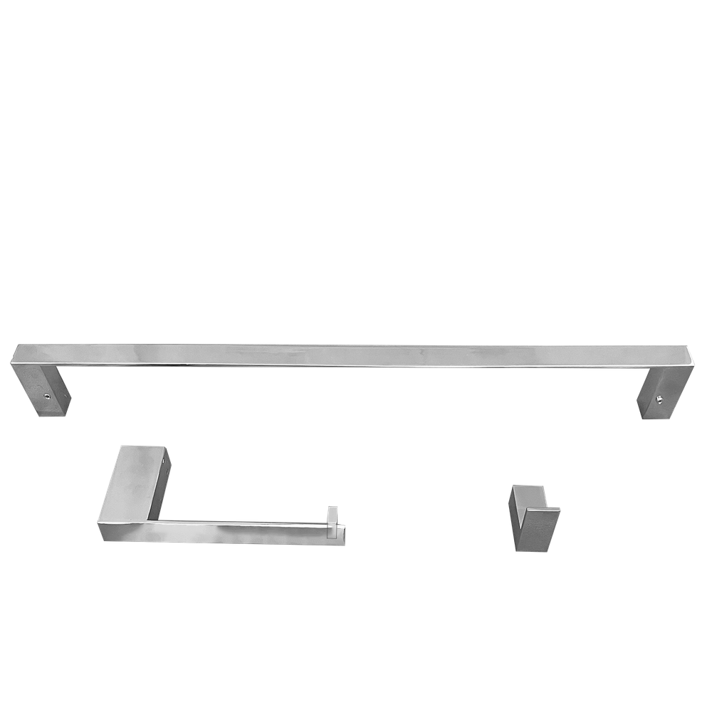 Kit Papeleira Cabide Toalheiro 30Cm Slim Trendmetais