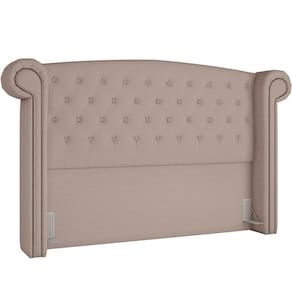 Cabeceira Cama Box Casal Com Tachas 140 Cm Sofia P05 Linho Bege Areia