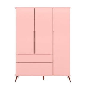 Guarda Roupa Infantil Com 3 Portas E 2 Gavetas Melinda Cor Rosê Phoenix Baby