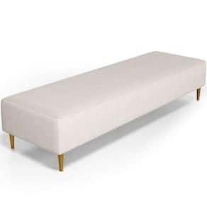 Puff Decorativo Sala De Estar Bali W01 Pés Palito 210x60cm Linho Cru - Lyam Decor