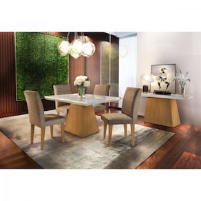 Conjunto Sala de Jantar Luna 120 MDF Com 4 cadeiras Grécia