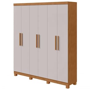 Guarda-roupas Casal 6 Portas 3 Gavetas Jazz Com Pés Sem Espelho - Lopas Amendoa Clean/off White