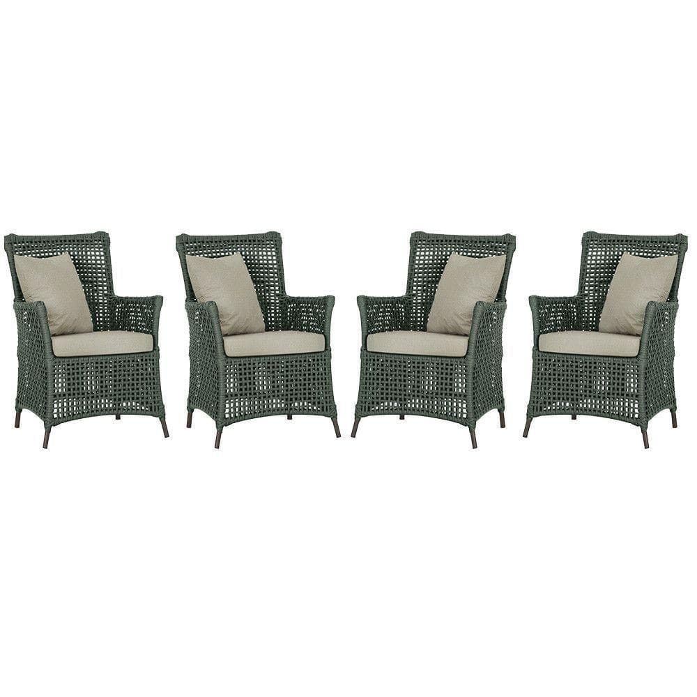 4 Poltronas Igapó Alumínio Pintura Marrom Corda Náutica E7 Verde